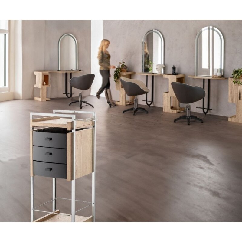 Professional metal and wood hairdressing trolley HIRO 7 Professional metal and wood hairdressing trolley HIRO 7