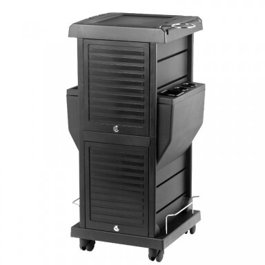 Professional hairdresser's trolley with 2 lockable compartments MOD100C, black color Professional hairdresser's trolley with 2 lockable compartments MOD100C, black color