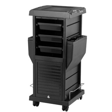 Professional hairdresser's trolley with 2 lockable compartments MOD100C, black color Professional hairdresser's trolley with 2 lockable compartments MOD100C, black color