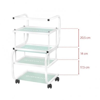 GIOVANNI CLASSIC 1012 professional cosmetology trolley, white color 1