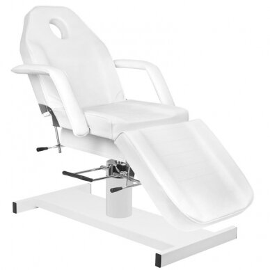 Komplektas: Hidraulinė kosmetologinė lova A-210 + meistro kėdutė AM-302 + kosmetologinė lempa su lupa S5 6