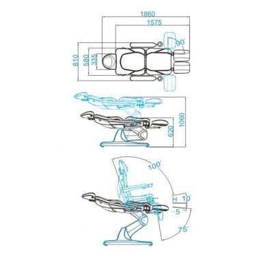 Профессиональная электрическая подологическая кушетка-кресло для процедур педикюра AZZURRO 870S PEDI (3 мотора), цвета капучино 1