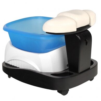 Professional pedicure bath AZZURRO with massage function and wheeled tray 2