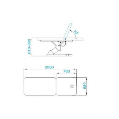 Профессиональная электрическая кушетка-кровать для косметологических процедур AZZURRO 808 (2 мотора), белого цвета 5