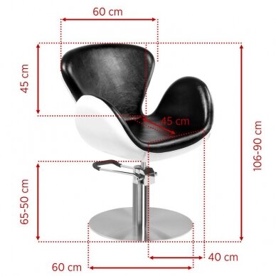 Professional barber chair GABBIANO AMSTERDAM, black and white 1