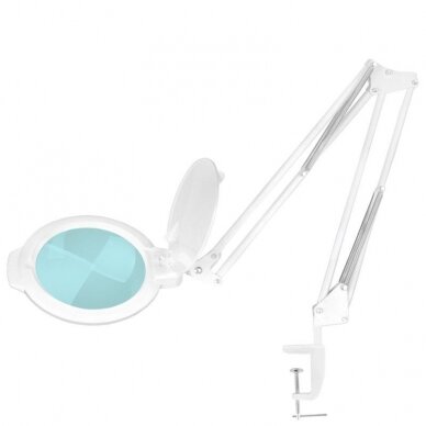 Profesionali kosmetologinė LED lempa lupa MOONLIGHT 8013/6", tvirtinama prie paviršių, baltos spalvos