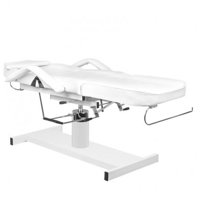 Profesionali kosmetologinė hidraulinė lova/gultas A210D su reguliuojamu sėdynės kampu, baltos spalvos 3