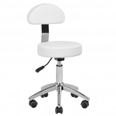 Профессиональное кресло мастера со спинкой для педикюрных процедур BASIC 304P, белого цвета