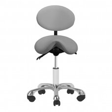 Profesionali kosmetologinė meistro kėdutė 1025 GIOVANNI balno tipo, su reguliuojamu sėdynės kampu bei atlošu, pilka