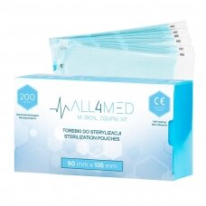 ALL4MED envelopes for autoclaving or storage of sterilized instruments, 90mm X 135 mm. 200 pcs.