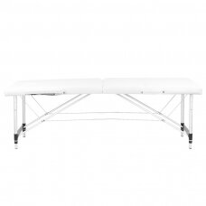Sudedamas aliuminio masažo stalas COMFORT, 2-jų segmentų, baltas