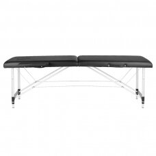 Sudedamas aliuminio masažo stalas COMFORT, 2-jų segmentų, juodas