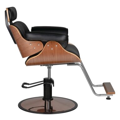 Professional hairdresser's chair with footrest and wooden elements GABBIANO FLORENCE, walnut Professional hairdresser's chair with footrest and wooden elements GABBIANO FLORENCE, walnut