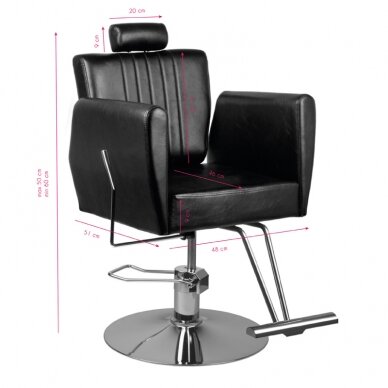 Profesionali kirpyklos ir barberių kėdė HAIR SYSTEM 0-179, juodos spalvos 4