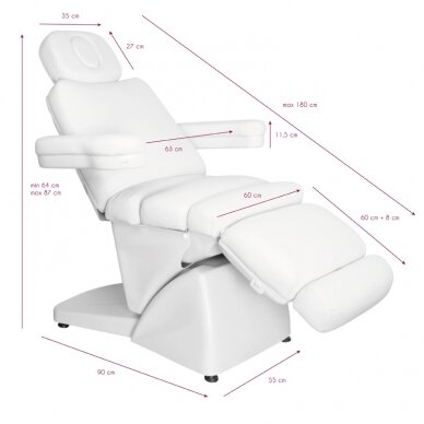 Profesionali elektrinė kosmetologinė lova-kėdė-gultas AZZURRO 878, baltos spalvos (5 varikliai) 10