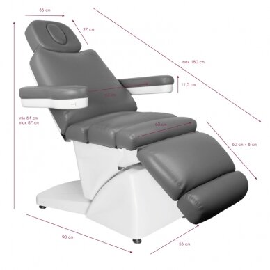 Professional electric cosmetology chair-bed-lounger AZZURRO 878, gray (5 motors) 4