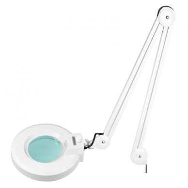Profesionali kosmetologinė LED lempa - lupa S4 su stovu (reguliuojama šviesa), baltos spalvos