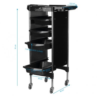 Professional hairdresser's trolley GABBIANO FX11-2, black color 5