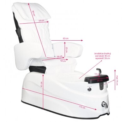 Profesionali elektrinė podologinė kėdė pedikiūro procedūroms su masažo funkcija SPA AS-122, balta 7