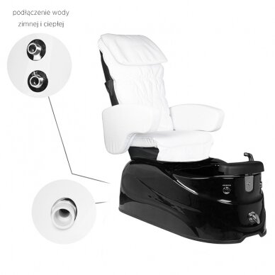 Profesionali elektrinė podologinė kėdė pedikiūro procedūroms su masažo funkcija SPA AS-122, juodai-balta 5
