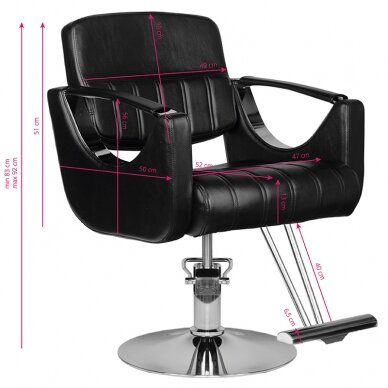 Profesionali kirpėjo kėdė kirpykloms ir barberio salonams HAIR SYSTEM HS52, juodos spalvos 4