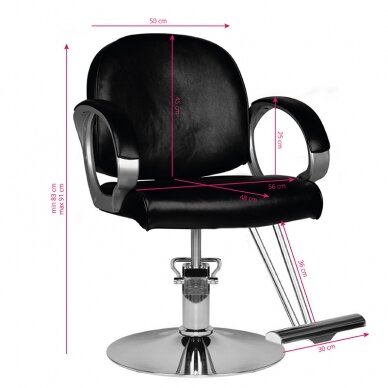Профессиональное парикмахерское кресло HAIR SYSTEM HS00, чёрного цвета 4