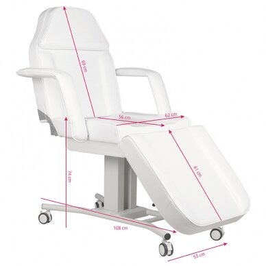 Profesionali kosmetologinė kėdė-lova su ratukais, balta A-241 5