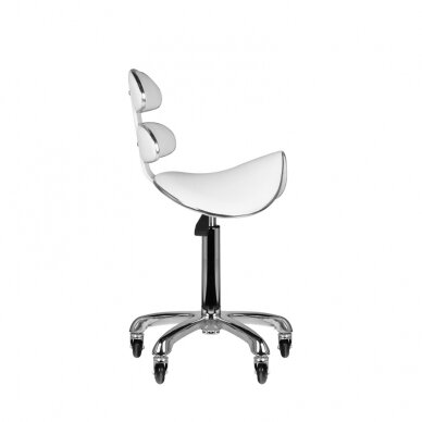 Профессиональное кресло-табурет СЕДЛО для мастера красоты АМ-880, белого цвета 4