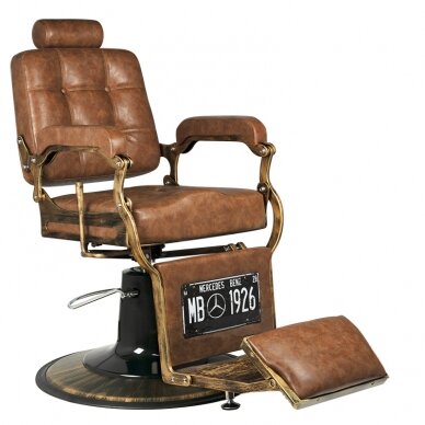 Professional barber chair BOSS OLD LEATHER, light brown color 1