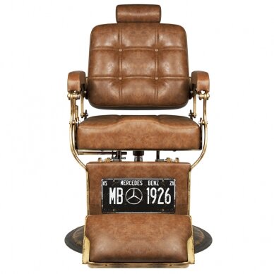 Professional barber chair BOSS OLD LEATHER, light brown color 3