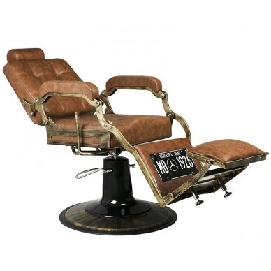 Professional barber chair BOSS OLD LEATHER, light brown color 4