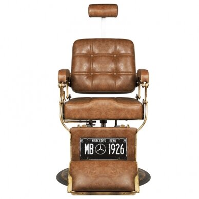 Professional barber chair BOSS OLD LEATHER, light brown color 5