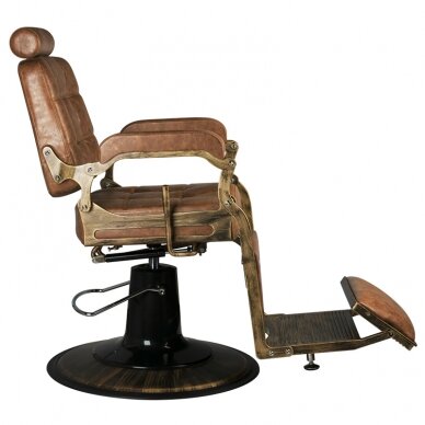 Professional barber chair BOSS OLD LEATHER, light brown color 6