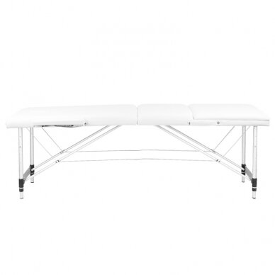 Profesionalus sulankstomas masažo stalas 3 dalių su aliumininio kojelėmis, baltos spalvos KOMFORT FIZJO 3 1