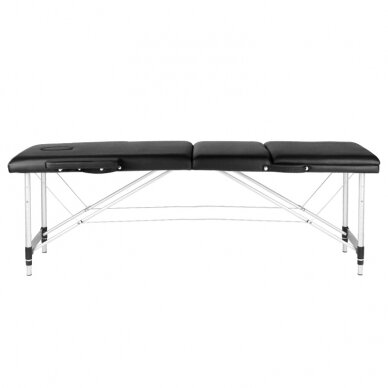 Профессиональный складной массажный стол 3 сегмента с алюминиевыми ножками, черного цвета KOMFORT FIZJO 3 1