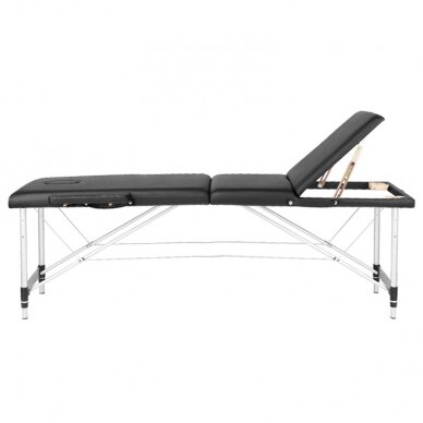 Profesionalus sulankstomas masažo stalas 3 dalių su aliumininio kojelėmis, juodos spalvos KOMFORT FIZJO 3 2