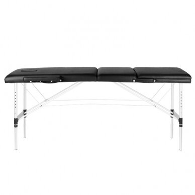 Профессиональный складной массажный стол 3 сегмента с алюминиевыми ножками, черного цвета KOMFORT FIZJO 3 3
