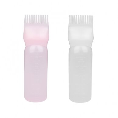 Bottle with comb for hair coloring procedures