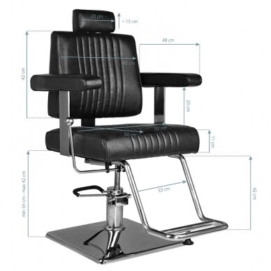 Profesionali barberio kėdė kirpykloms ir grožio salonams SM185, juoda 6