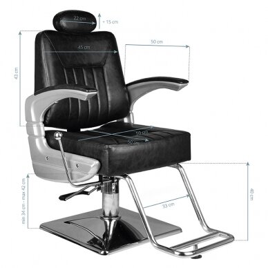 Профессиональное барберское кресло для парикмахерских и салонов красоты SM182, черного цвета 6