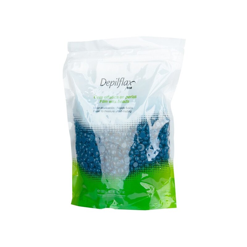 DEPILFLAX žemos lydymosi temperatūros elastinis vaškas depiliacijos procedūroms PEARL AZUL, 1000 g