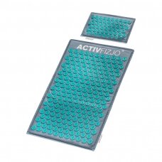 Massage acupressure mat with cushion, turquoise color
