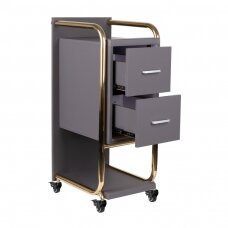 Professional beauty salon trolley GABBIANO SOLO, gray with gold frame