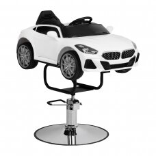 Professional children's chair for hairdressers BMW car, white color
