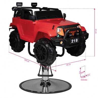 Профессиональное детское парикмахерское кресло-стул-автомобиль JEEP, красного цвета 6 Профессиональное детское парикмахерское кресло-стул-автомобиль JEEP, красного цвета 6