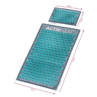 Massage acupressure mat with cushion, turquoise color 7