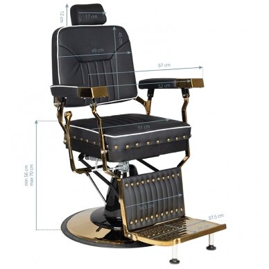Профессиональное барберское кресло для парикмахерских и салонов красоты GABBIANO FILIPPO GOLD, черного цвета 5
