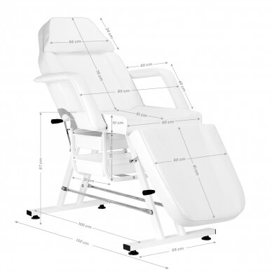 Profesionali kosmetologinė lova-kėdė grožio procedūroms SILLON, baltos spalvos 15