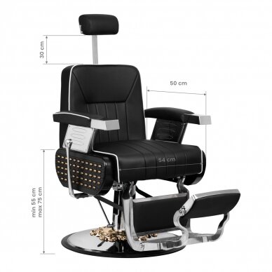 Profesionali barberio kėdė kirpykloms ir grožio salonams GABBIANO LIVIO, juodos spalvos 3