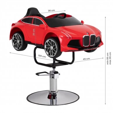 Professional children's chair for hairdressers BMW car, red 3